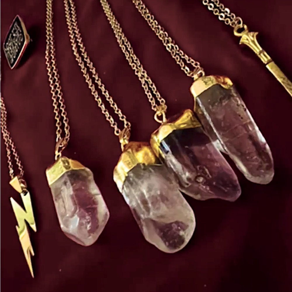 Gold Dipped Clear Quartz (Real, Natural) Necklace on Gold 316L SS chain 18 inch.